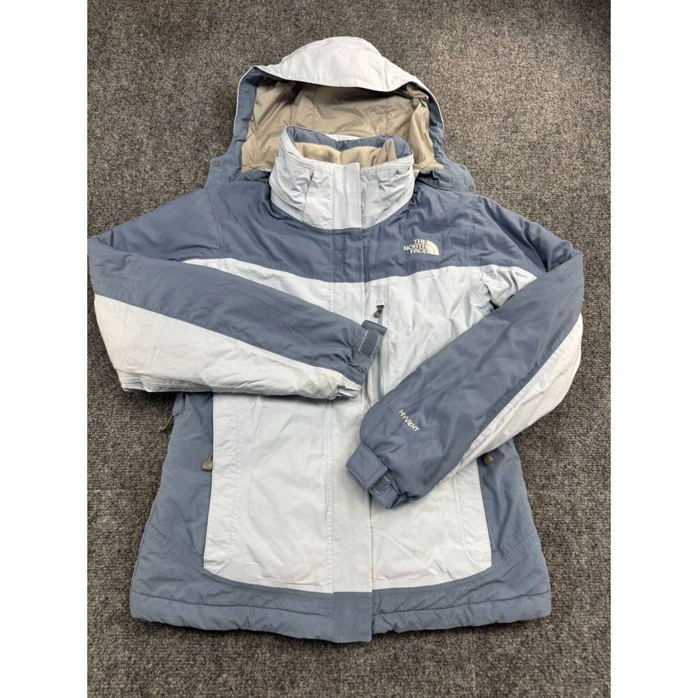 The North Face Women's HyVent Hooded Jacket M Blue White Waterproof